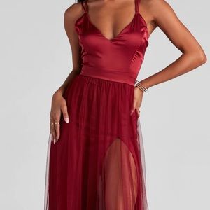 Burgundy Formal Satin Dress